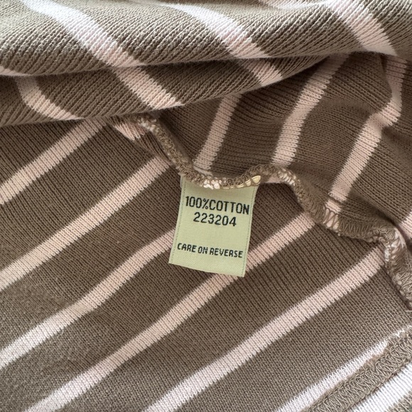 L.L. Bean 100% Cotton Striped Quarter-Zip Pullover Sweatshirt Brown Pink Small - Picture 8 of 9